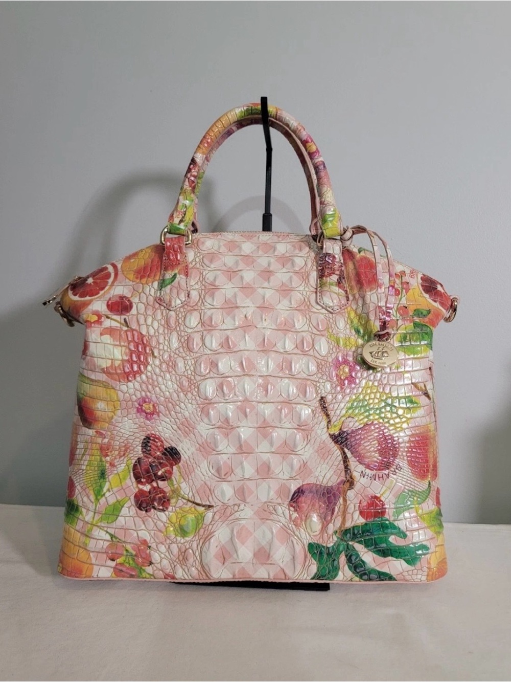Brahmin Large Duxbury Satchel Fruit Salad Ombre Melbourne Leather Handbag NWT - Picture 3 of 16